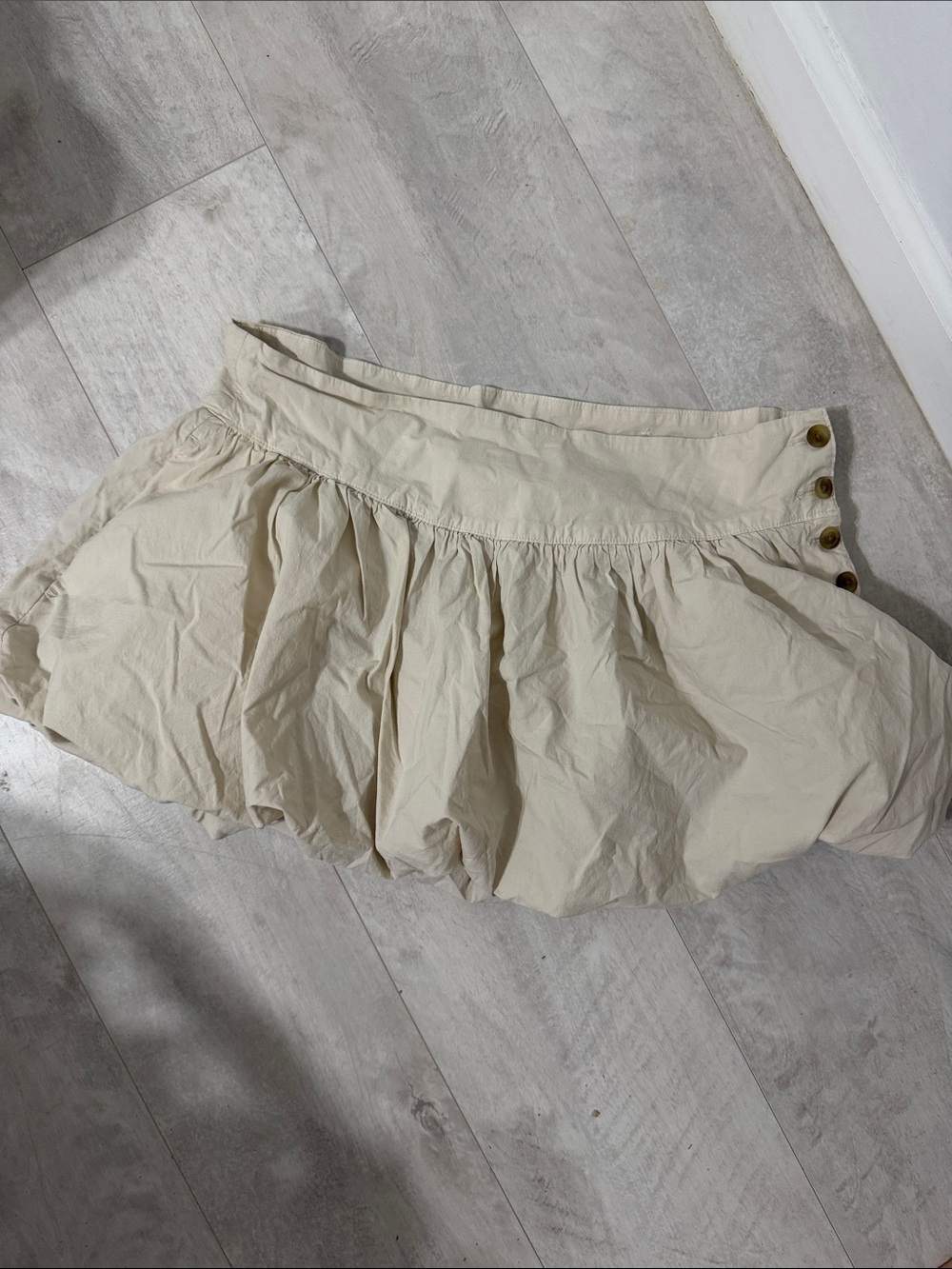 American Eagle Outfitters Cream Button-Side Circle Skirt